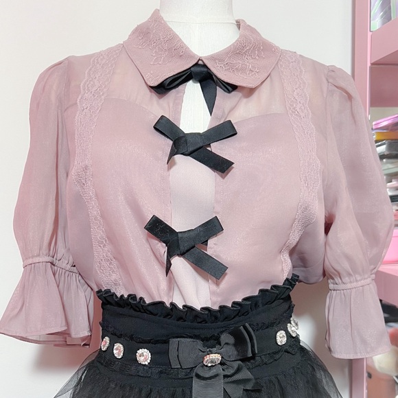 rojita Tops - Sold🐈‍⬛rojita triple ribbon blouse